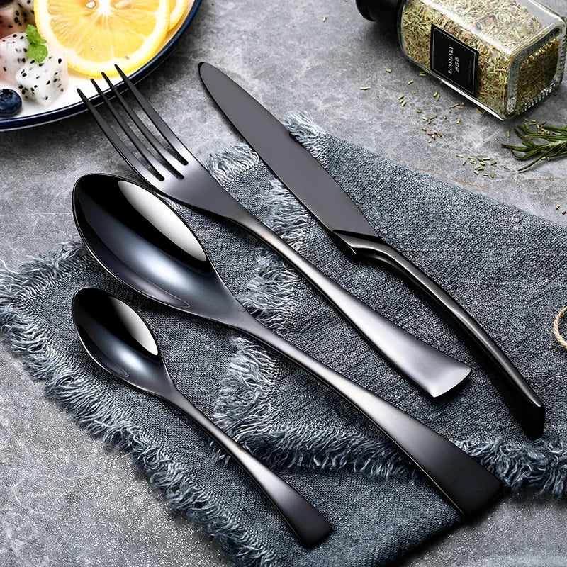 Jet Black Stainless Steel Cutlery Set
