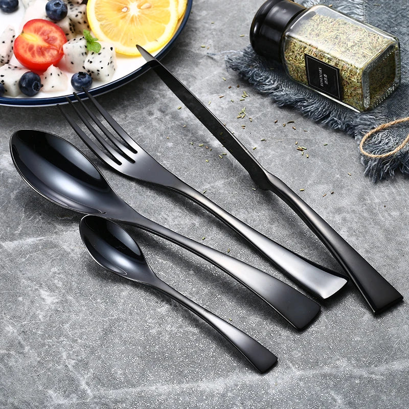 Jet Black Stainless Steel Cutlery Set