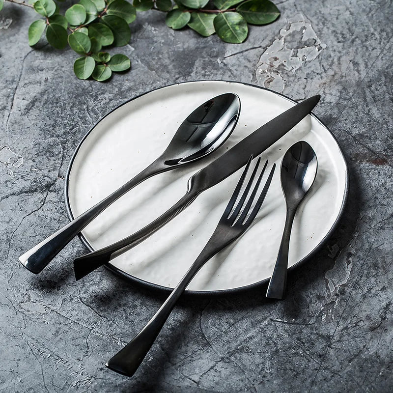 Jet Black Stainless Steel Cutlery Set