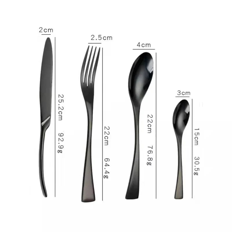 Jet Black Stainless Steel Cutlery Set