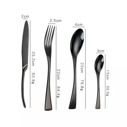 Jet Black Stainless Steel Cutlery Set