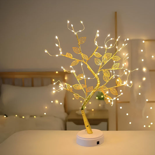 Gold Leaf Led Touch Night Light Light Table Tree Lamp