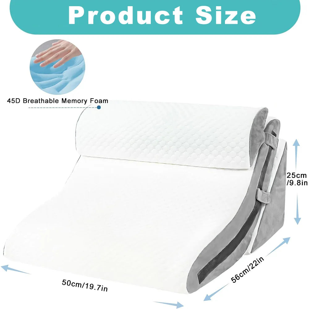 Pillow with 4D breathable memory foam and measurements indicated