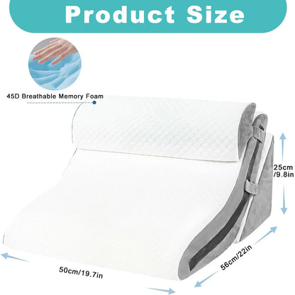 Pillow with 4D breathable memory foam and measurements indicated