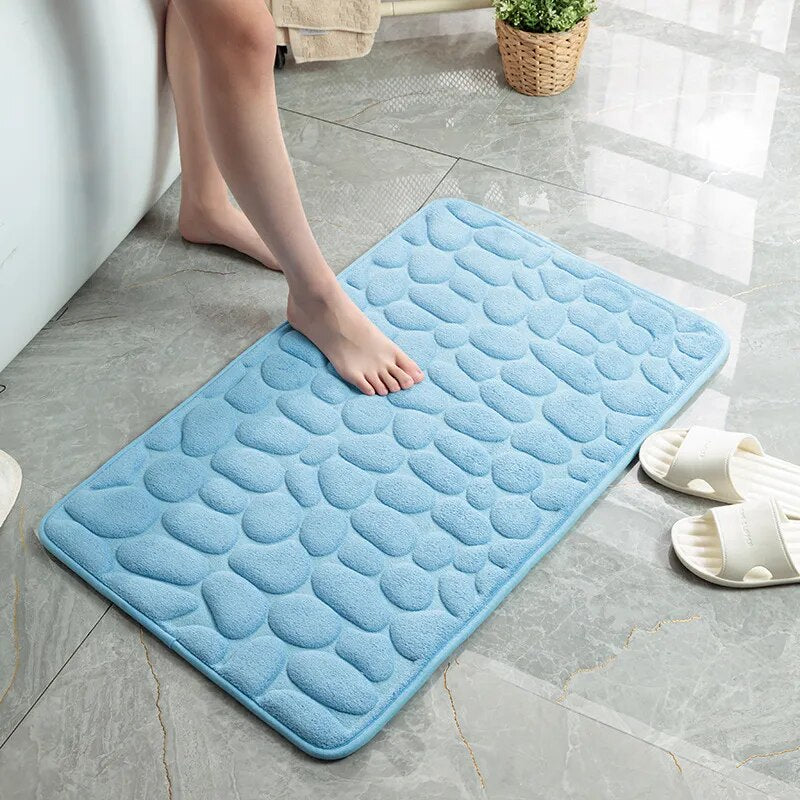 Cobblestone Embossed Non-Slip Memory Foam Bath Mat – Soft, Absorbent, and Stylish for Your Bathroom