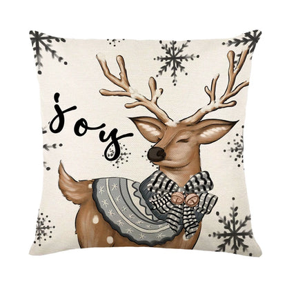 Linen Christmas Snowman Cushion Cover 45x45cm - Homevalley.co.uk