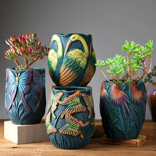 Painted Ceramic Plant Pot