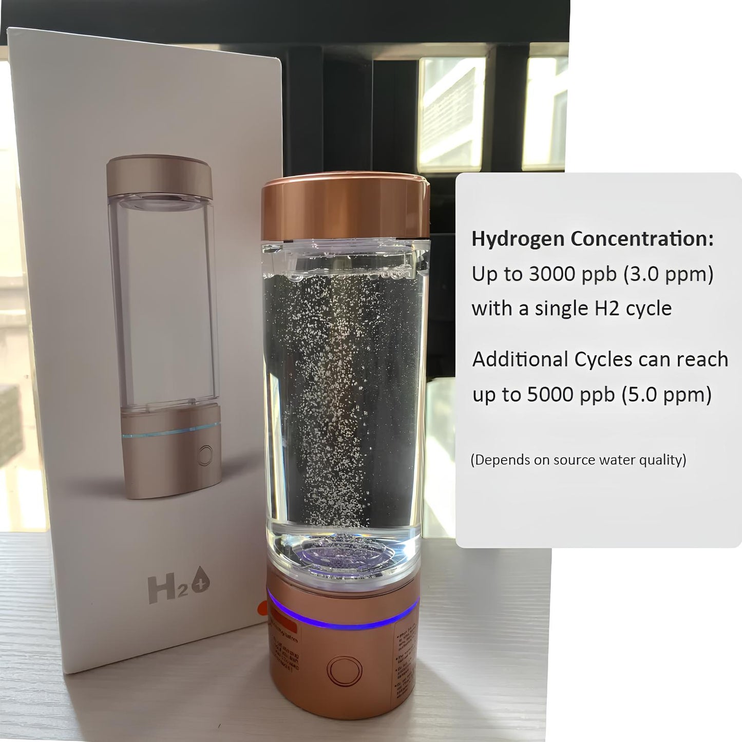 The 6th Generation 5000ppb SPE PEM High Hydrogen Concentration Water Bottle Generator Ionizer H2 Cup