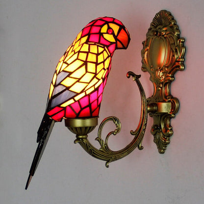 Tiffany Stained Glass Wall Mounted Parrot Lamp