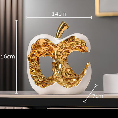 Gold-plated Hollow Apple Ceramic Sculpture Ornament