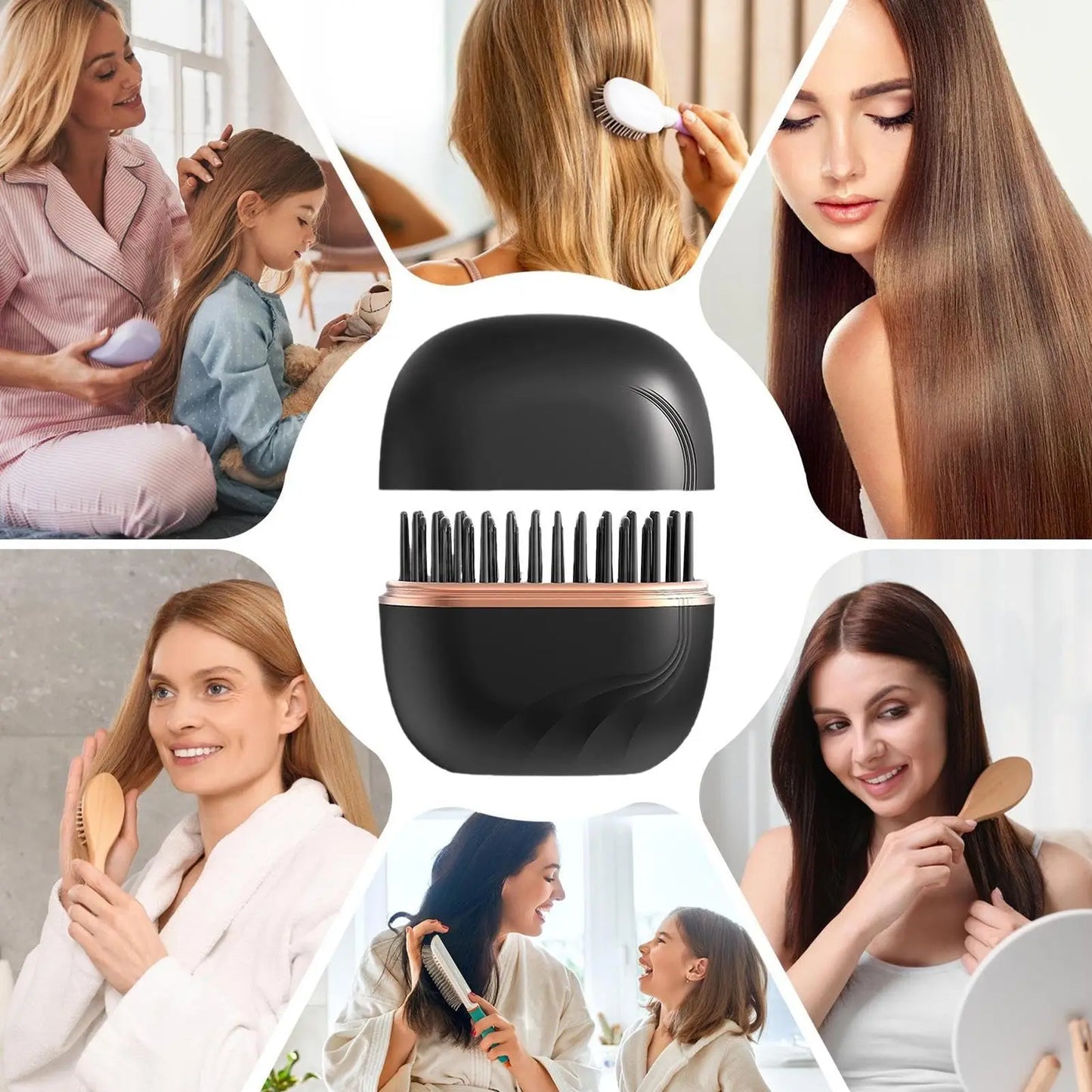 Mini Rechargeable Hair Straightener Brush – Cordless USB Portable Anti-Scald Styling Comb