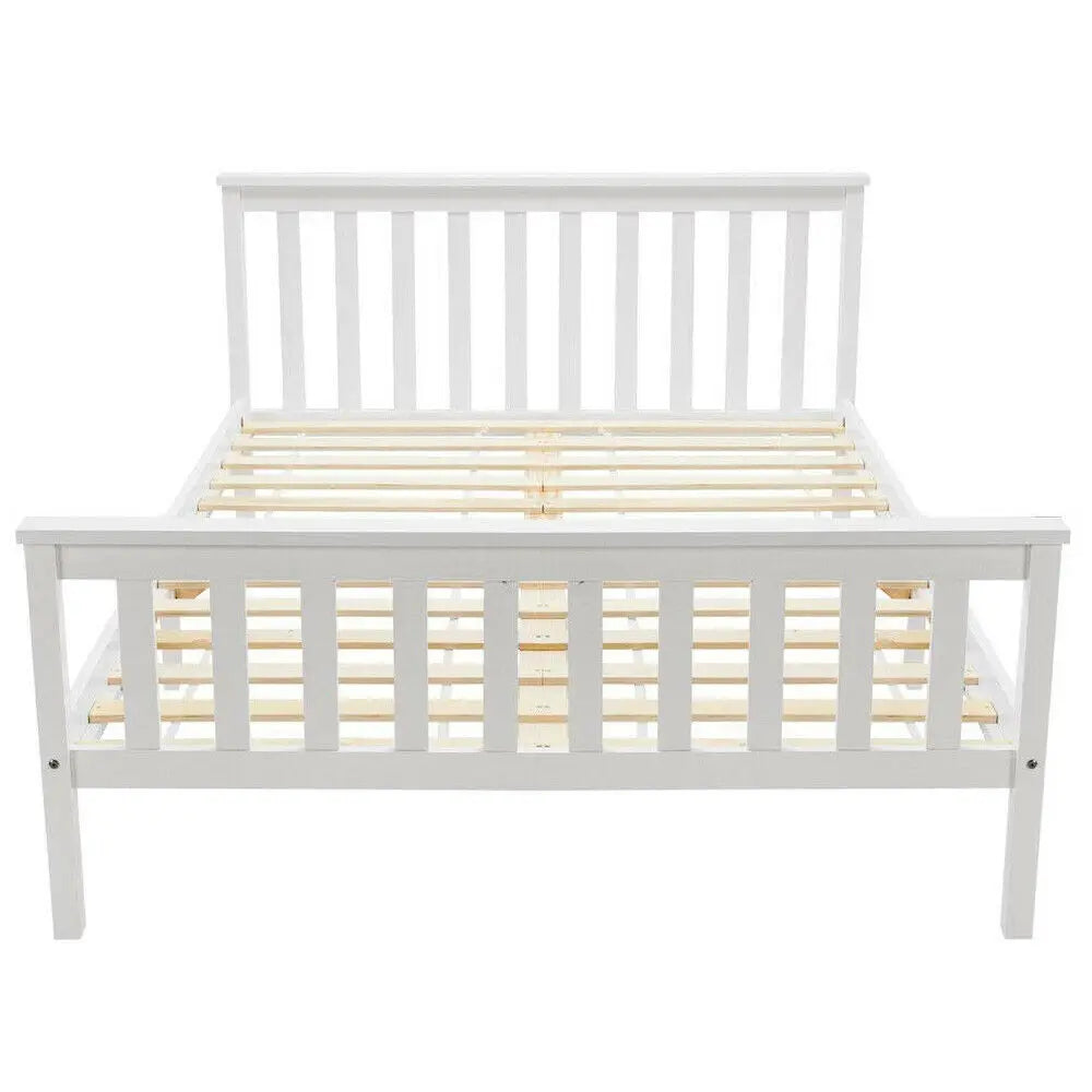 Solid Pine Wood  White Double Bed Frame