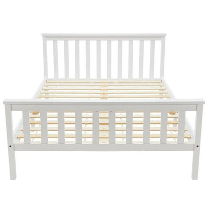 Solid Pine Wood  White Double Bed Frame