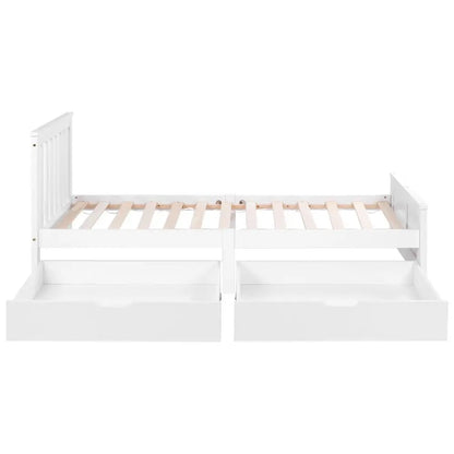 Single Double White Wooden Solid Pine Storage Bed with Drawers