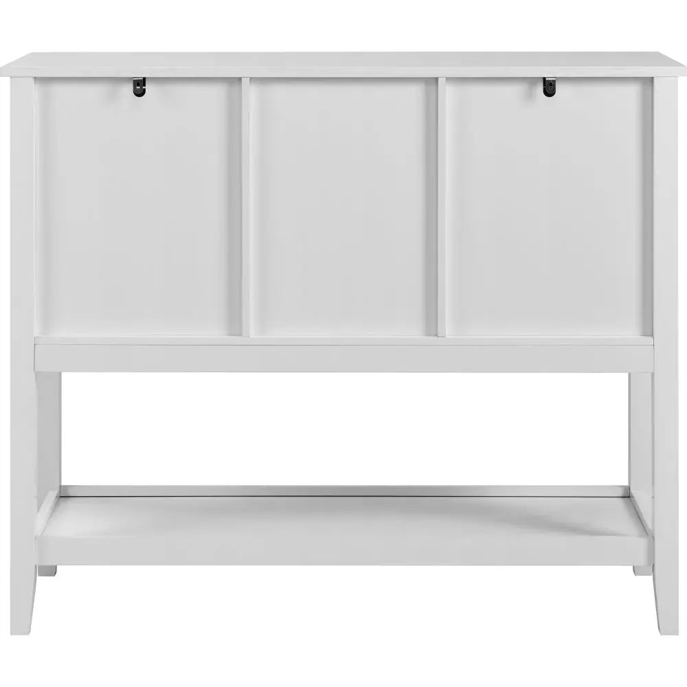 White Wood Sideboard With Drawers and Shelf