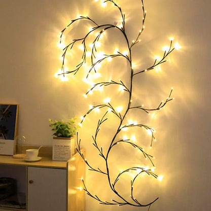 Enchanted Willow Vine Lights - Flexible DIY Garland for Christmas, Room, Wall, Wedding Party Decor,144 LEDs 7.5FT