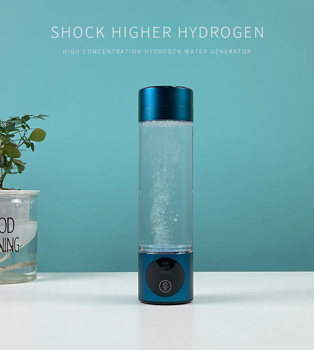 8th Generation Nano Hydrogen Water Bottle – Portable Hydrogen Water Generator with H2 Inhaler (DuPont SPE/PEM, OLED Display)