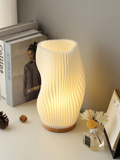 French Cream Style Pleated Desk Lamp – 3D Aesthetic Bedside Table Lamp for Cozy Home Décor