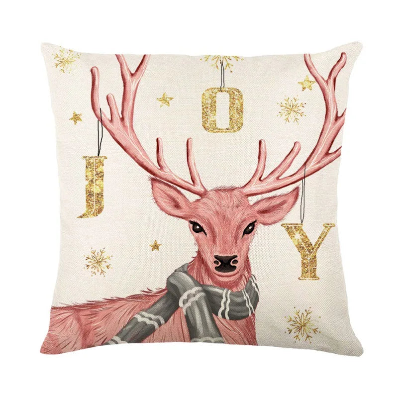 Linen Christmas Snowman Cushion Cover 45x45cm - Homevalley.co.uk