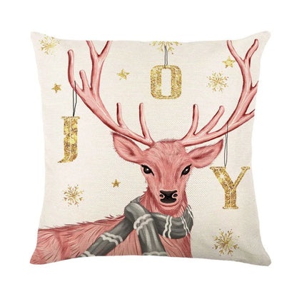 Linen Christmas Snowman Cushion Cover 45x45cm - Homevalley.co.uk