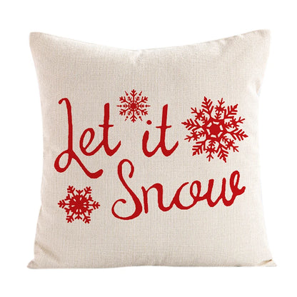 Linen Christmas Snowman Cushion Cover 45x45cm - Homevalley.co.uk