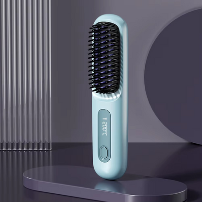 LCD Straight Hair Comb – Portable Cordless USB Hair Straightener & Anti-Scald Heated Styling Brush