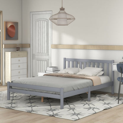 White Grey Solid Wood Double Bed Frame