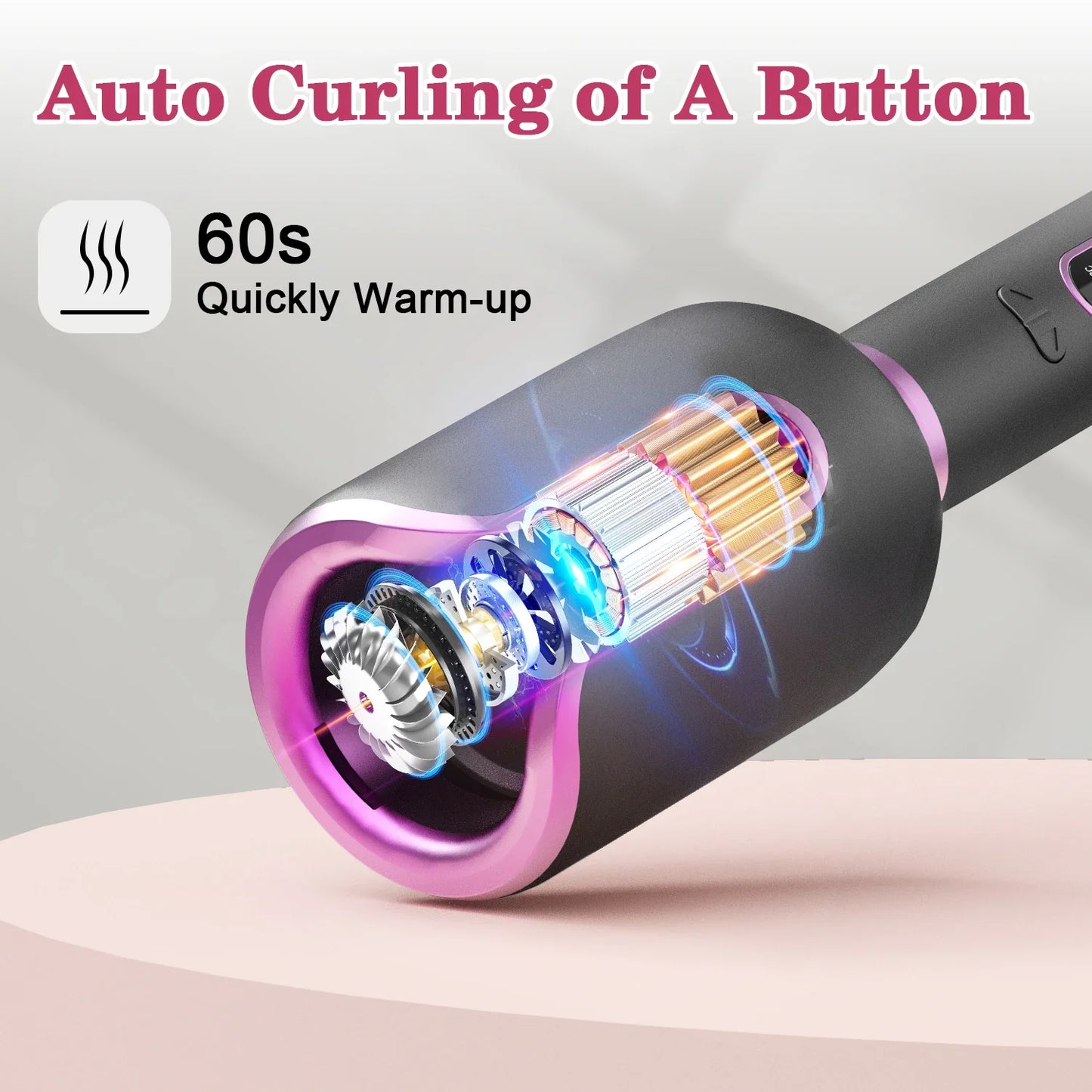 Automatic Rotating Ceramic Curling Iron – Tourmaline Barrel Hair Curler with 360° Swivel Cord & Temperature Control