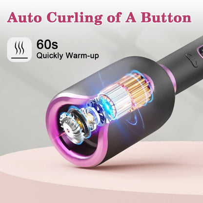 Automatic Rotating Ceramic Curling Iron – Tourmaline Barrel Hair Curler with 360° Swivel Cord & Temperature Control