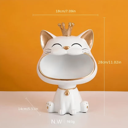 Fortune Crown Big Mouth Cat Entrance Key Storage Tray Decorative Ornament - Homevalley.co.uk