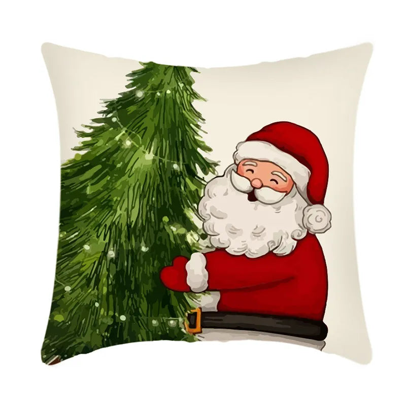 Linen Christmas Snowman Cushion Cover 45x45cm - Homevalley.co.uk