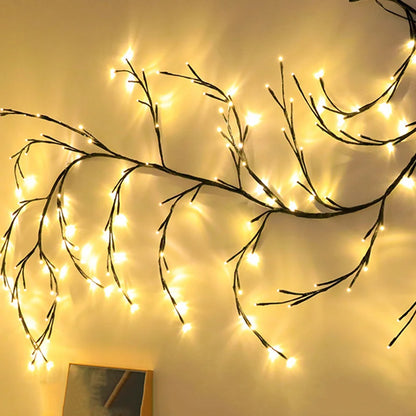 Enchanted Willow Vine Lights - Flexible DIY Garland for Christmas, Room, Wall, Wedding Party Decor,144 LEDs 7.5FT