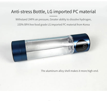 8th Generation Nano Hydrogen Water Bottle – Portable Hydrogen Water Generator with H2 Inhaler (DuPont SPE/PEM, OLED Display)