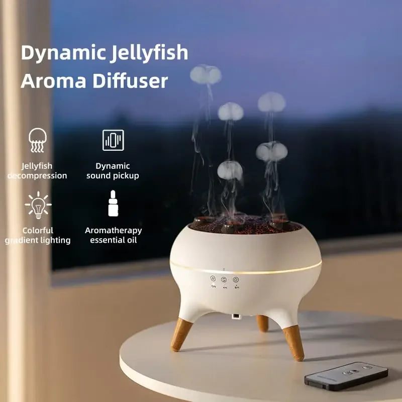 Dynamic Jellyfish Air Humidifier 250ml | Ultrasonic Essential Oil Diffuser with Remote Control & 7-Color Night Light