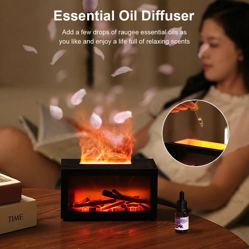 Fireplace Flame Humidifier & Aroma Diffuser – Essential Oil Air Moisturiser for Home