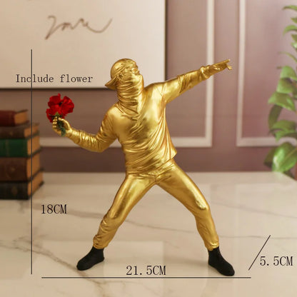 Banksy Flower Thrower Figurine Statue