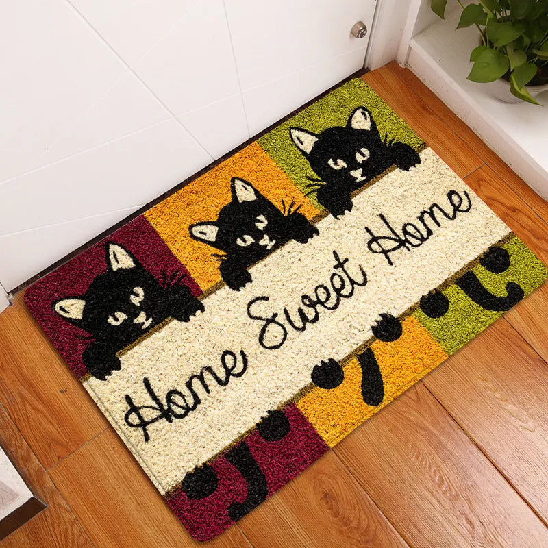 Home Sweet Home Cute Cats Door Mat – Adorable and Non-Slip Entryway Rug