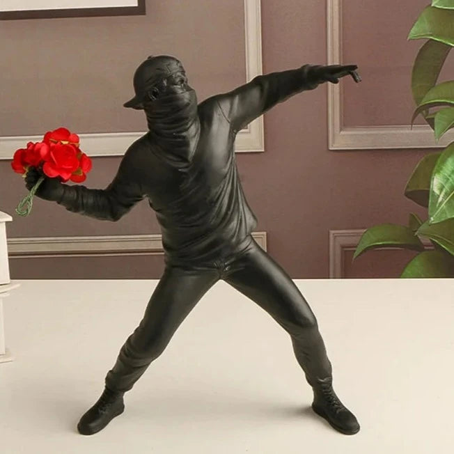 Banksy Flower Thrower Figurine Statue