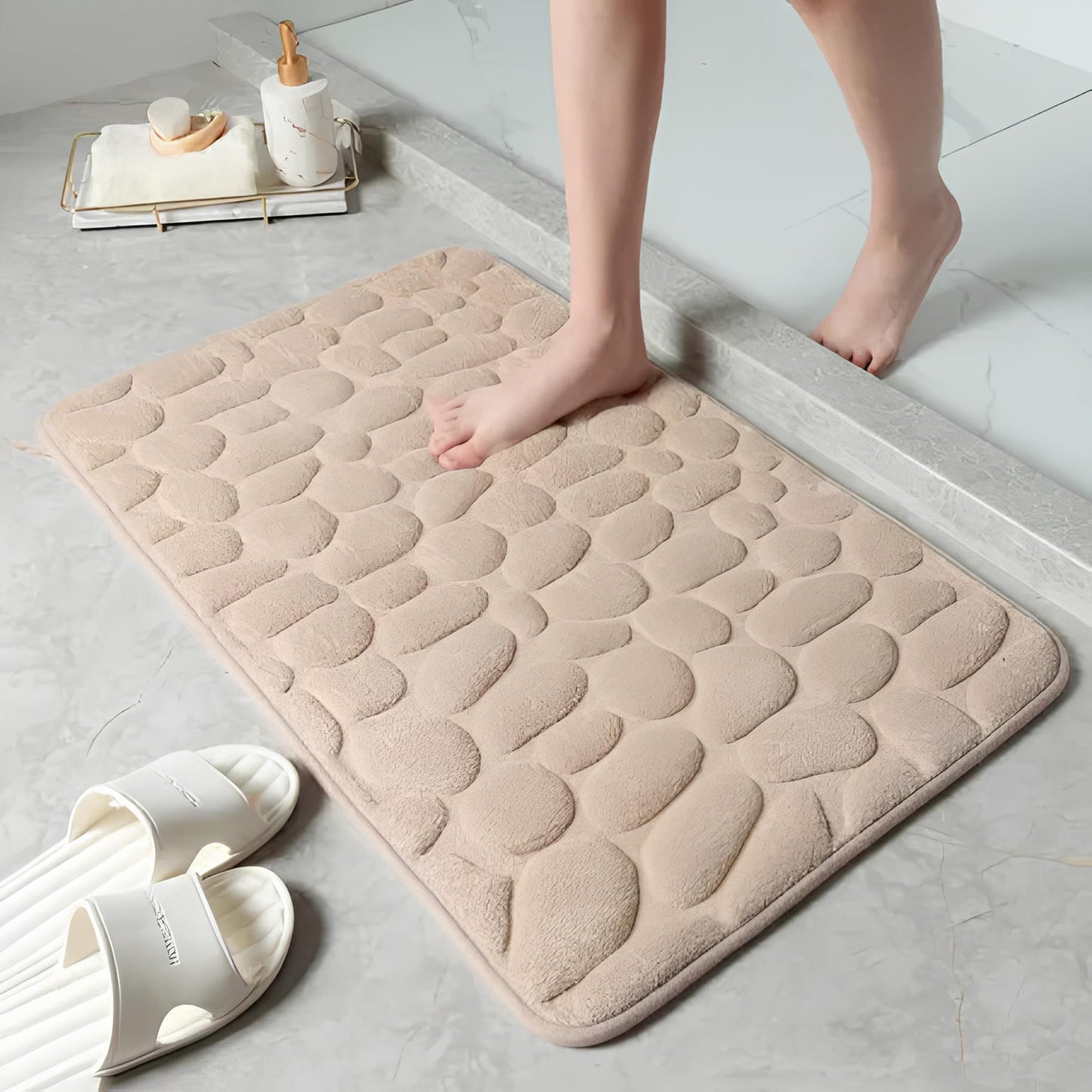 Raised Paver Bathroom Rug Non-Slip Memory Foam – Stylish, Soft, and Safe for Your Bathroom