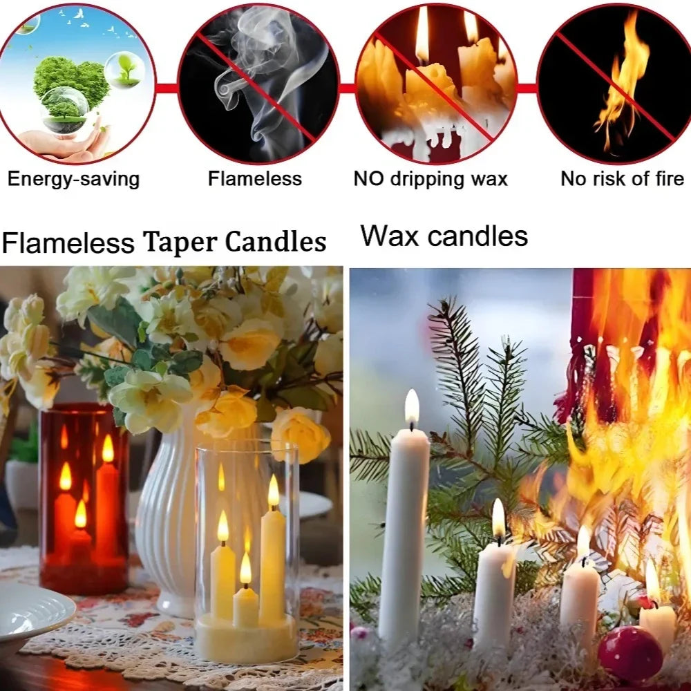 LED Flameless Candle Light – Clear Acrylic Glass Lamp for Home, Wedding, Party & Holiday Decor