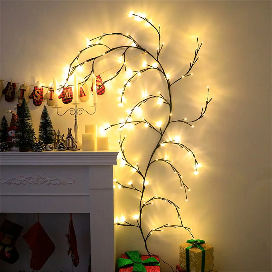 Enchanted Willow Vine Lights - Flexible DIY Garland for Christmas, Room, Wall, Wedding Party Decor,144 LEDs 7.5FT