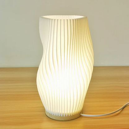 French Cream Style Pleated Desk Lamp – 3D Aesthetic Bedside Table Lamp for Cozy Home Décor
