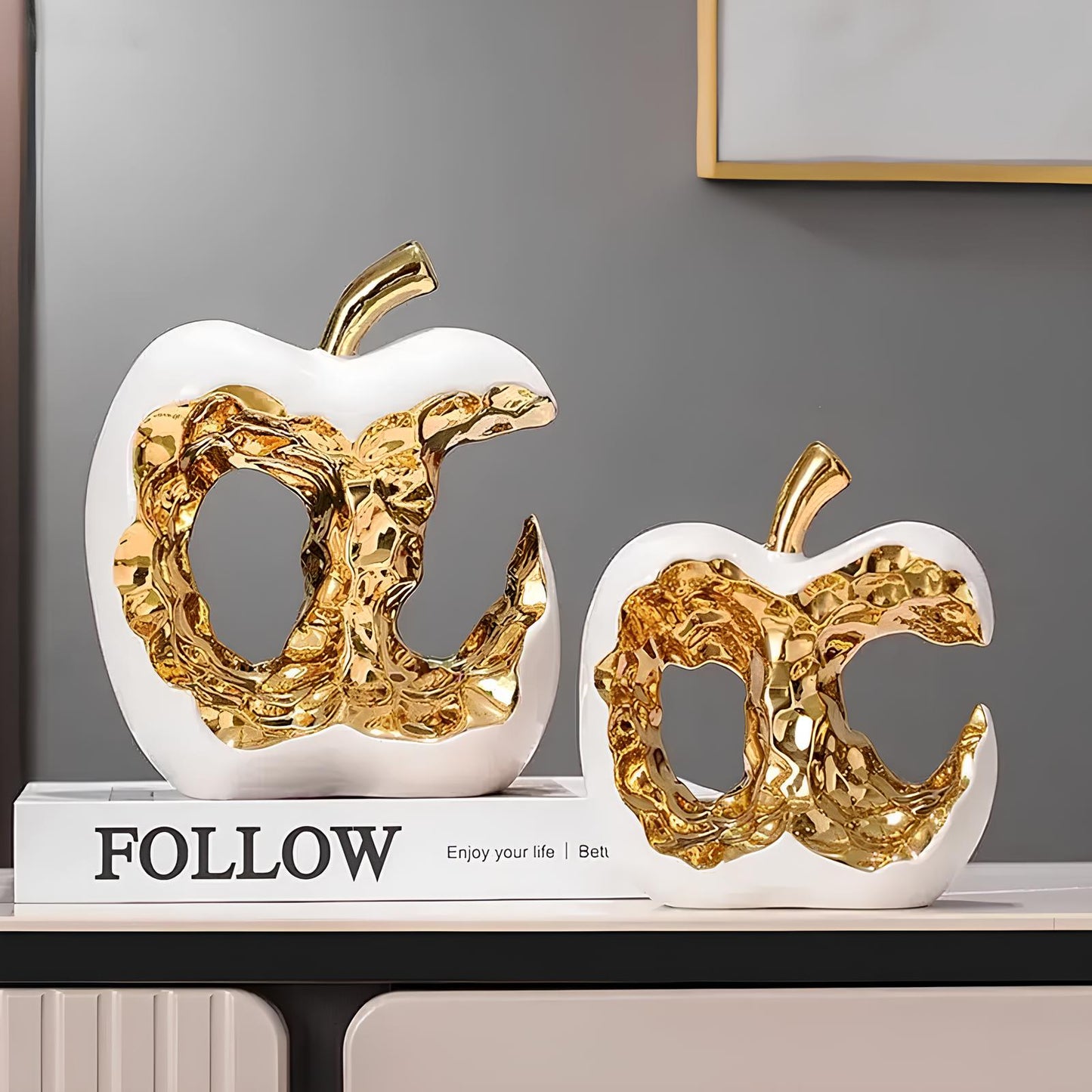 Gold-plated Hollow Apple Ceramic Sculpture Ornament