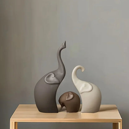 Nordic Ceramic Elephant Family Figurine Set | Home Decor
