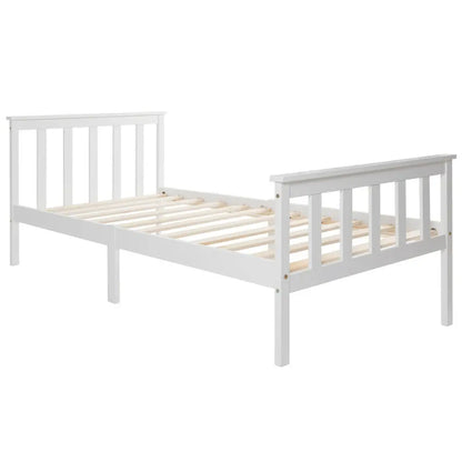 Solid Pine Wood White Single Bed Frame