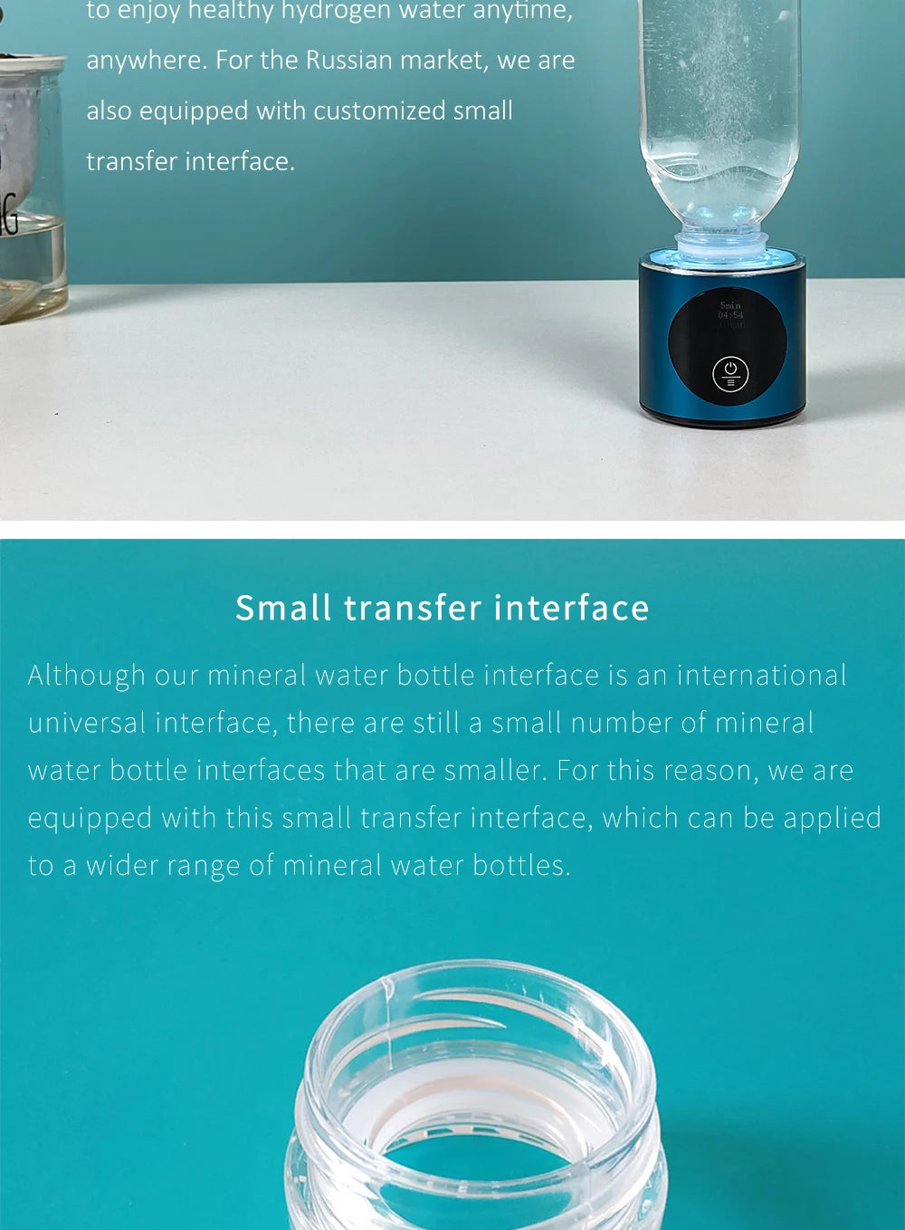 8th Generation Nano Hydrogen Water Bottle – Portable Hydrogen Water Generator with H2 Inhaler (DuPont SPE/PEM, OLED Display)