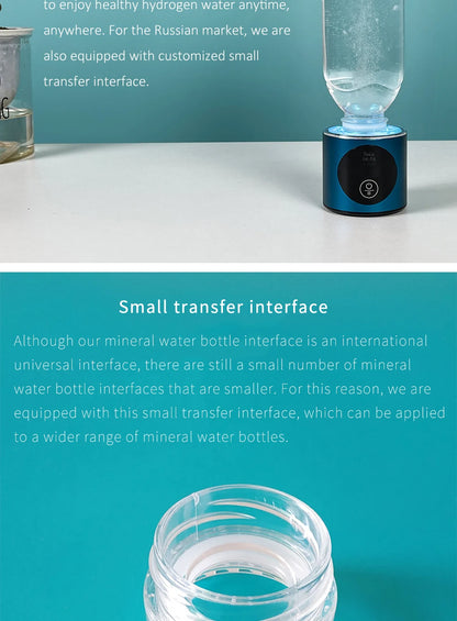 8th Generation Nano Hydrogen Water Bottle – Portable Hydrogen Water Generator with H2 Inhaler (DuPont SPE/PEM, OLED Display)