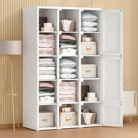 White Portable Wardrobe Closet Storage Organizer