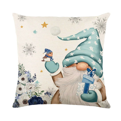 Linen Christmas Snowman Cushion Cover 45x45cm - Homevalley.co.uk