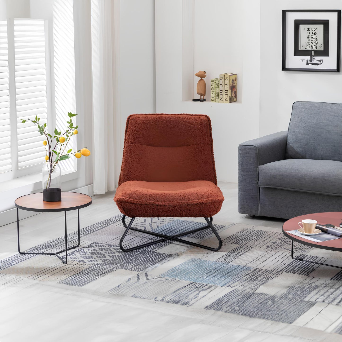 Soft Padded Accent Chair With Metal Cross Base - Homevalley.co.uk